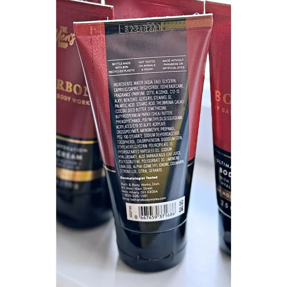 Bath & Body Works Bourbon MEN 2.5oz Ultimate Hydration Body Cream with Aloe x6